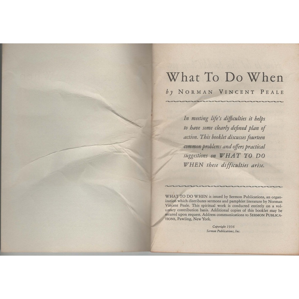 What To Do When by Norman Vincent Peale 1956 Vintage Spiritual Booklet Pamphlet - Picture 2 of 2